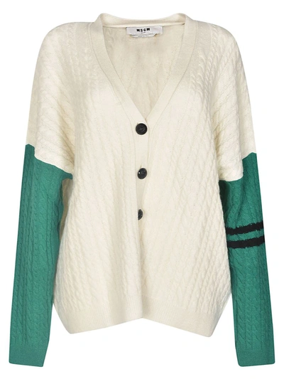 Msgm Colour-block Cable-knit Cardigan