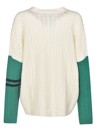 Msgm Colour-block Cable-knit Cardigan
