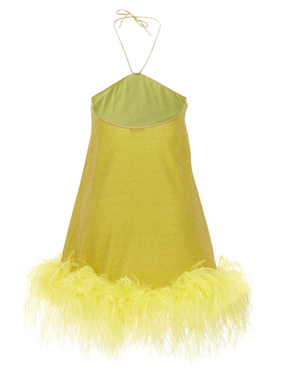 Shop Oseree Oséree 'lumiere Plumage' Dress In Yellow