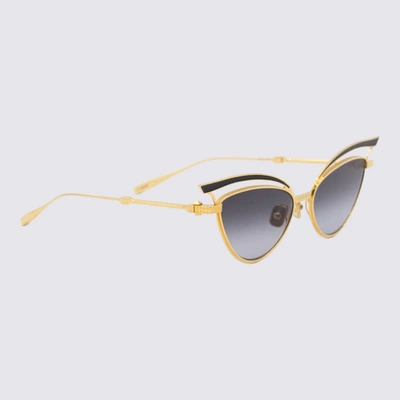 Shop Valentino Gold Metal V-glassliner Cat-eye Sunglasses In Black