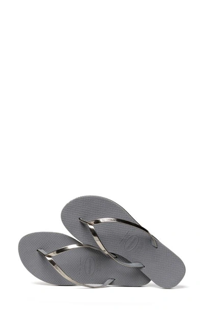 Shop Havaianas You Flip Flop In Steel Grey