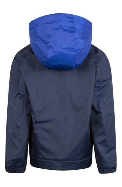 Nike Camo Print Fleece Lined Windbreaker In Midnight Navy