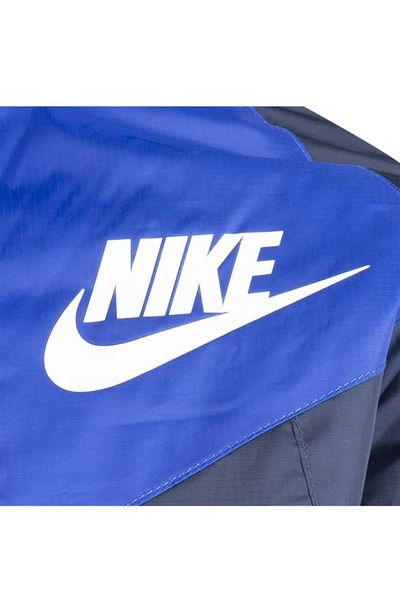 Nike Camo Print Fleece Lined Windbreaker In Midnight Navy