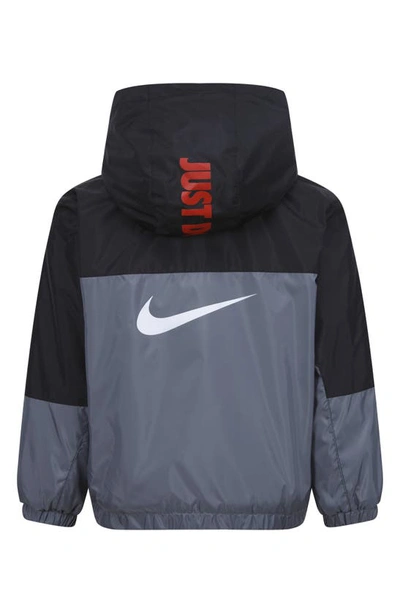 Nike Kids' Just Do It Fleece Lined Windrunner Jacket In Smoke Grey