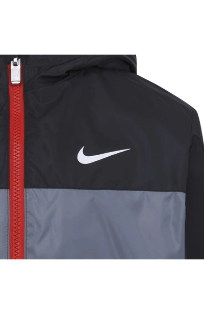 Nike Kids' Just Do It Fleece Lined Windrunner Jacket In Smoke Grey