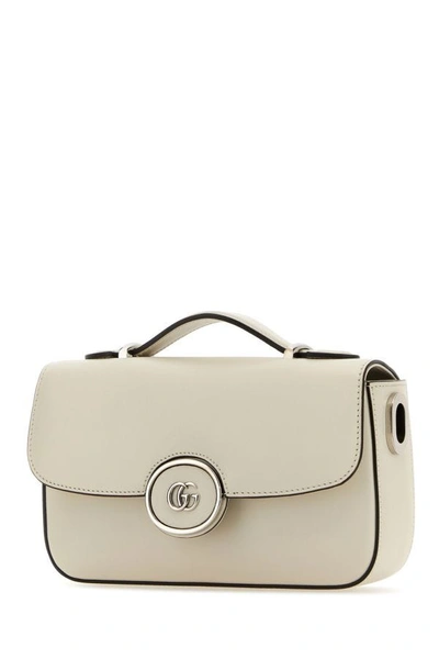 Shop Gucci Woman Ivory Leather Mini Petite Gg Handbag In White