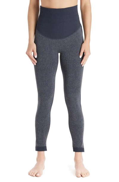 Modern Eternity Activewear Maternity Leggings In Grey Jacquard