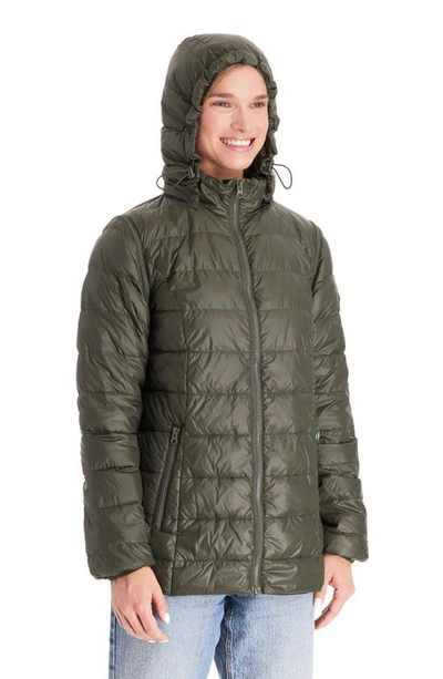 Modern Eternity Lightweight Puffer Convertible 3-in-1 Maternity Jacket In Khaki Green