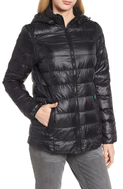 Modern Eternity Lightweight Puffer Convertible 3-in-1 Maternity Jacket In Black