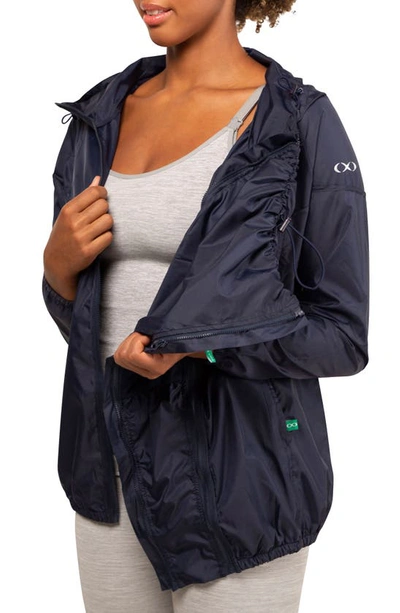 Shop Modern Eternity Waterproof 3-in-1 Maternity Windbreaker In Navy