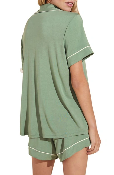 Shop Eberjey Gisele Relaxed Jersey Knit Short Pajamas In Mineral Green/ Ivory
