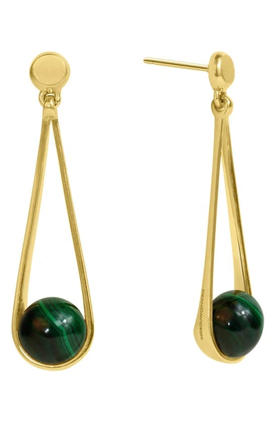 Shop Dean Davidson Mini Ipanema Drop Earrings In Malachite/ Gold