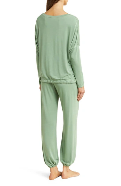 Shop Eberjey Gisele Jersey Knit Slouchy Pajamas In Mineral Green