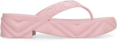 Shop Gucci Rubber Thong-sandals In Pink
