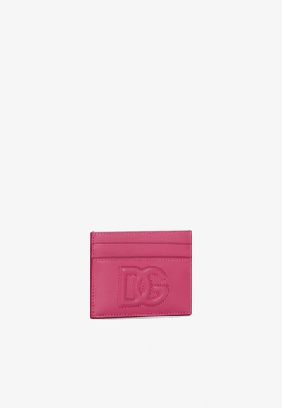 Dolce & Gabbana Dg Logo Cardholder In Calf Leather In Fuchsia