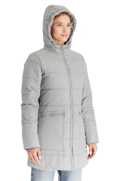Modern Eternity 3-in-1 Hybrid Quilted Waterproof Maternity Puffer Coat In Graphite