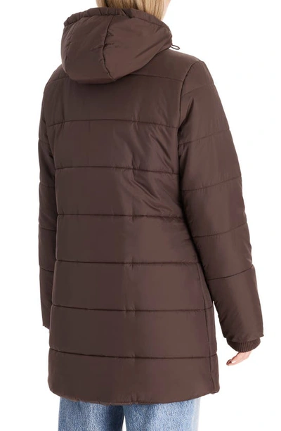 Shop Modern Eternity 3-in-1 Hybrid Quilted Waterproof Maternity Puffer Coat In Dark Chocolate