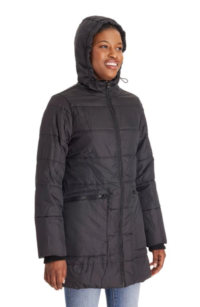 Shop Modern Eternity 3-in-1 Hybrid Quilted Waterproof Maternity Puffer Coat In Black