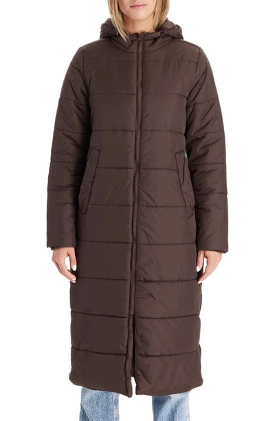 Shop Modern Eternity 3-in-1 Long Quilted Waterproof Maternity Puffer Coat In Dark Chocolate