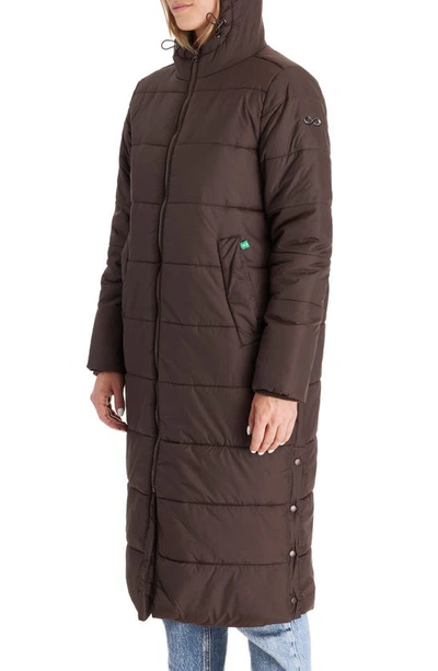 Shop Modern Eternity 3-in-1 Long Quilted Waterproof Maternity Puffer Coat In Dark Chocolate