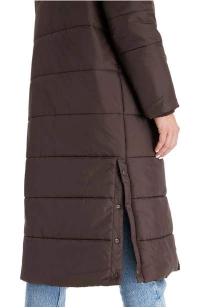 Shop Modern Eternity 3-in-1 Long Quilted Waterproof Maternity Puffer Coat In Dark Chocolate