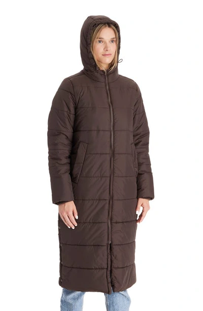 Shop Modern Eternity 3-in-1 Long Quilted Waterproof Maternity Puffer Coat In Dark Chocolate