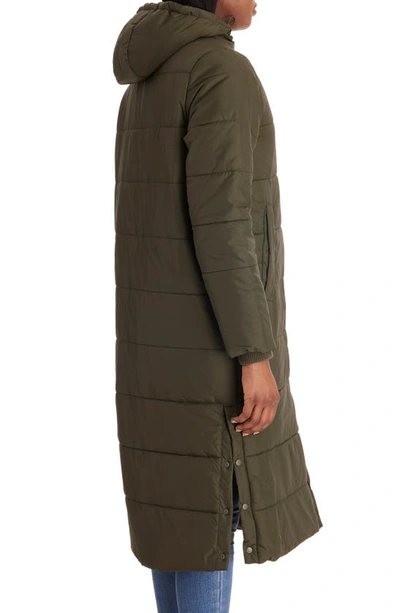 Shop Modern Eternity 3-in-1 Long Quilted Waterproof Maternity Puffer Coat In Khaki Green