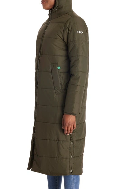 Shop Modern Eternity 3-in-1 Long Quilted Waterproof Maternity Puffer Coat In Khaki Green