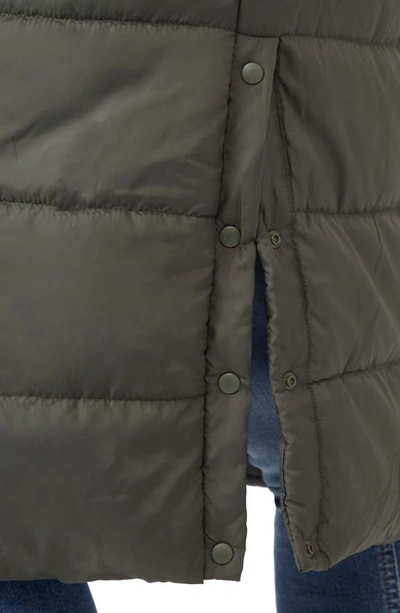 Modern Eternity 3-in-1 Long Quilted Waterproof Maternity Puffer Coat In Khaki Green