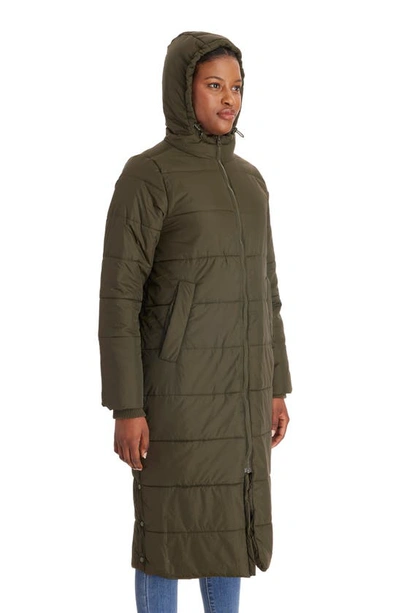 Shop Modern Eternity 3-in-1 Long Quilted Waterproof Maternity Puffer Coat In Khaki Green