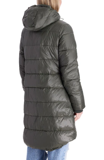 Shop Modern Eternity 3-in-1 Waterproof Quilted Down & Feather Fill Maternity Puffer Coat In Khaki Green