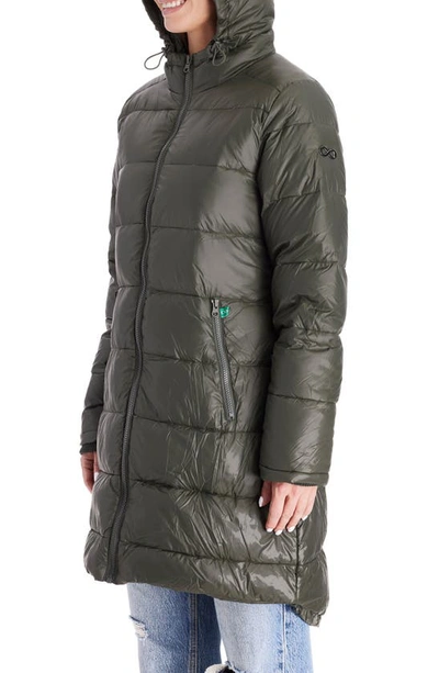 Shop Modern Eternity 3-in-1 Waterproof Quilted Down & Feather Fill Maternity Puffer Coat In Khaki Green