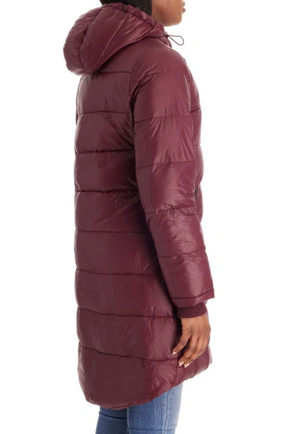 Shop Modern Eternity 3-in-1 Waterproof Quilted Down & Feather Fill Maternity Puffer Coat In Burgundy