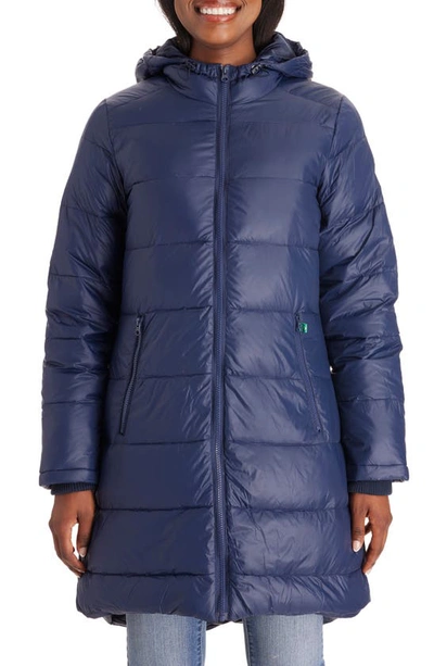 Shop Modern Eternity 3-in-1 Waterproof Quilted Down & Feather Fill Maternity Puffer Coat In Navy