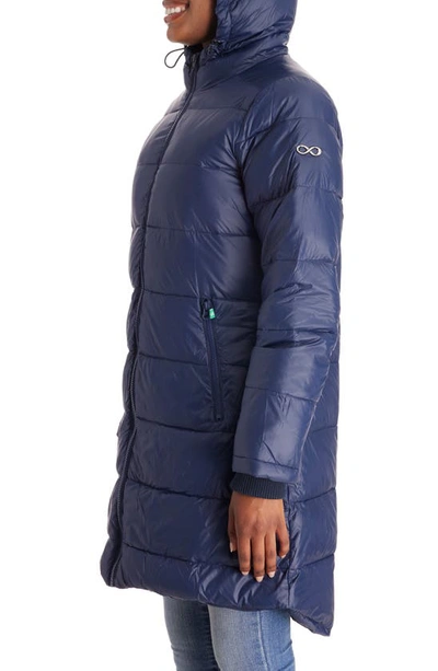 Shop Modern Eternity 3-in-1 Waterproof Quilted Down & Feather Fill Maternity Puffer Coat In Navy