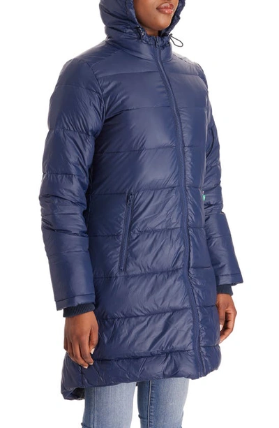 Shop Modern Eternity 3-in-1 Waterproof Quilted Down & Feather Fill Maternity Puffer Coat In Navy