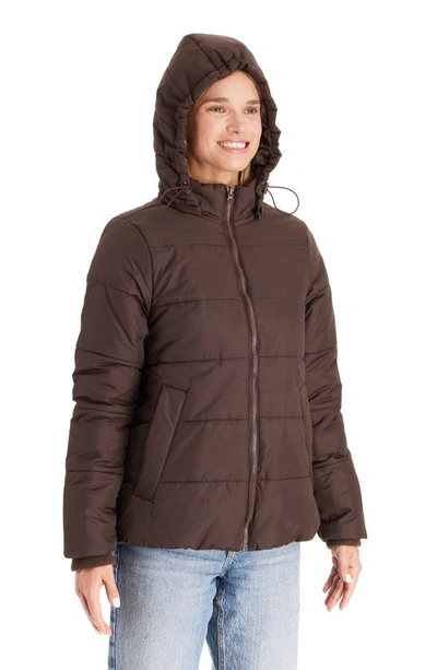 Modern Eternity Leia 3-in-1 Water Resistant Maternity/nursing Puffer Jacket With Removable Hood In Dark Chocolate