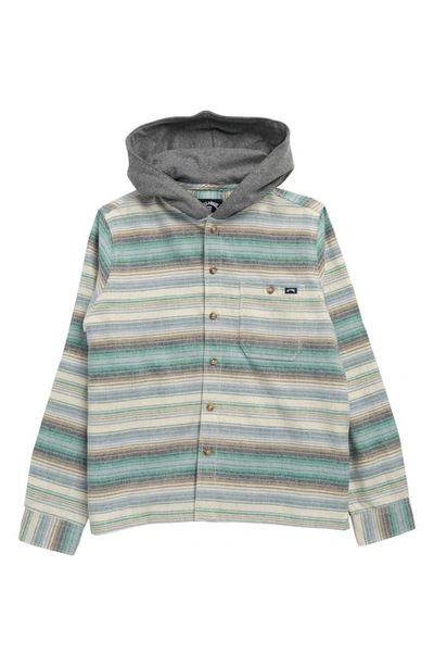 Shop Billabong Kids' Baja Hooded Flannel Shirt In Stone