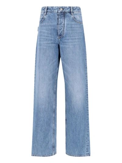 Shop Bottega Veneta Straight Jeans In Mid Blue