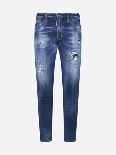Shop Dsquared2 Cool Guy Rips Jeans In Navy Blue