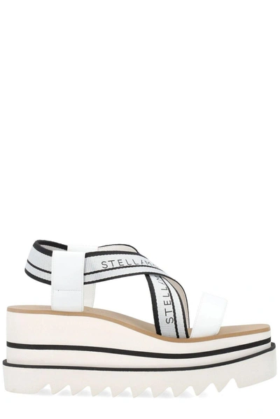 Shop Stella Mccartney Sneak-elyse Crossover Strap Platform Sandals In White