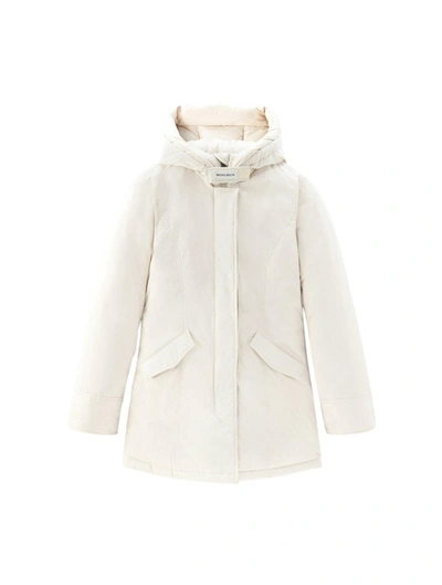 Shop Woolrich Hooded Padded Coat In Panna