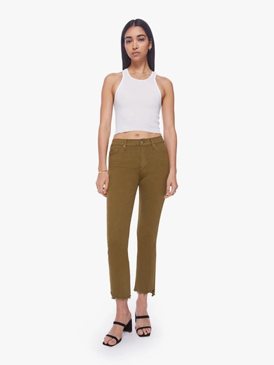 Shop Mother The Insider Crop Step Fray Fir Jeans In Green