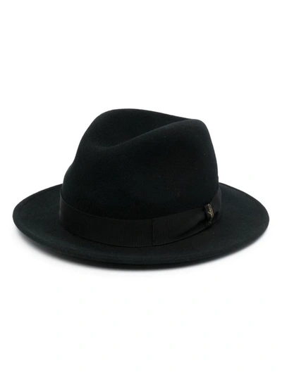 Shop Borsalino Macho Merino Wool Fedora Hat In Black