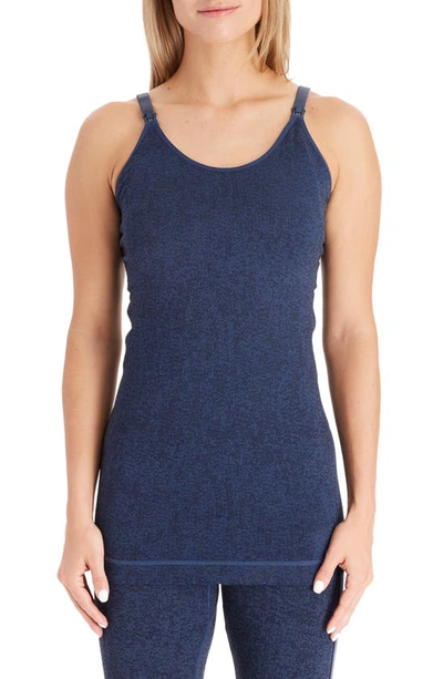 Shop Modern Eternity Seamless Nursing Tank Top In Navy Jacquard