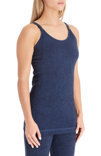 Shop Modern Eternity Seamless Nursing Tank Top In Navy Jacquard