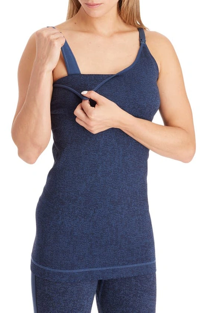 Shop Modern Eternity Seamless Nursing Tank Top In Navy Jacquard