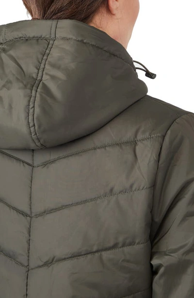 Modern Eternity Faux Fur Trim Convertible Puffer 3-in-1 Maternity Jacket In Khaki Green