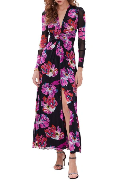 Shop Diane Von Furstenberg Kassia Floral Twist Long Sleeve Dress In Painted Blossom Gt Pink Me