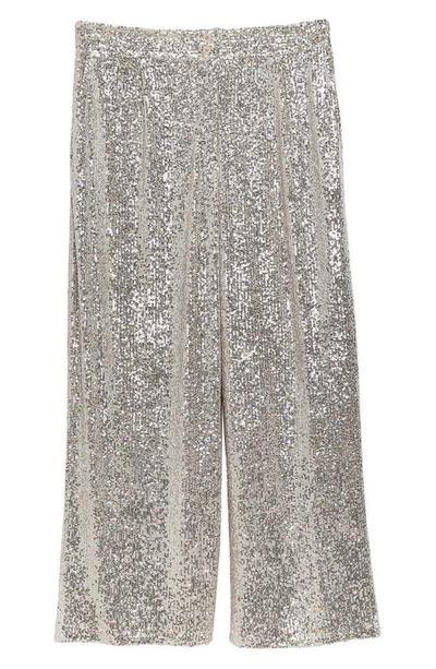 Shop River Island Sequin Wide Leg Trousers In Gold